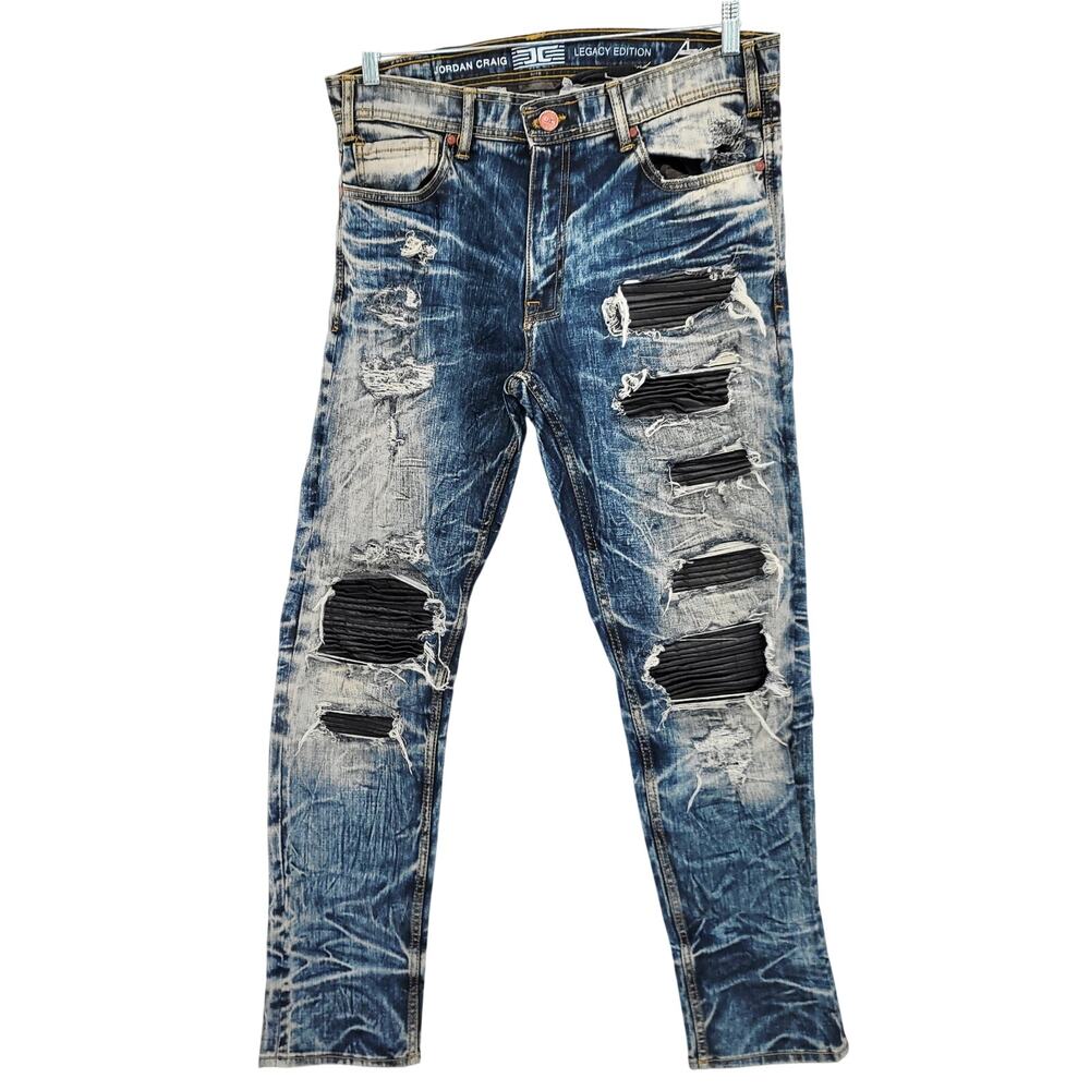 Jordan Craig Legacy Edition Aaron Cut Heavily Distressed Denim Jeans Men's 34x32
